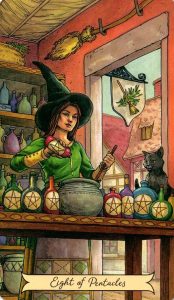 8 Пентаклей Everyday Witch Tarot